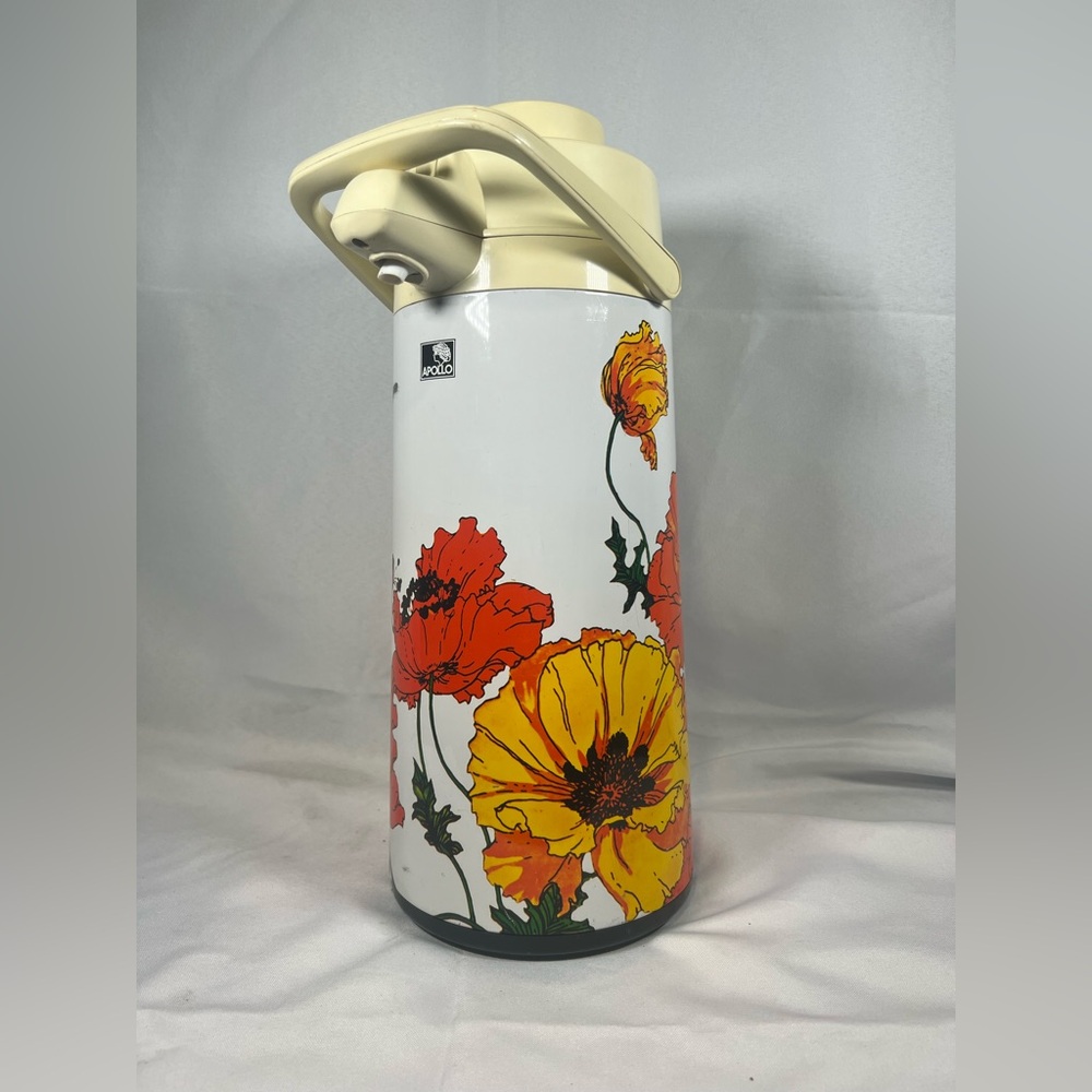 Vintage Apollo Air Pot Floral Poppy Coffee Hot Beverage Dispenser Vacuum Pump